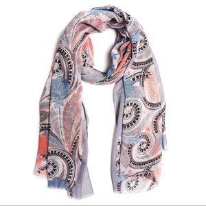 Burano Fashion Scarf Swirls Peach Blue New